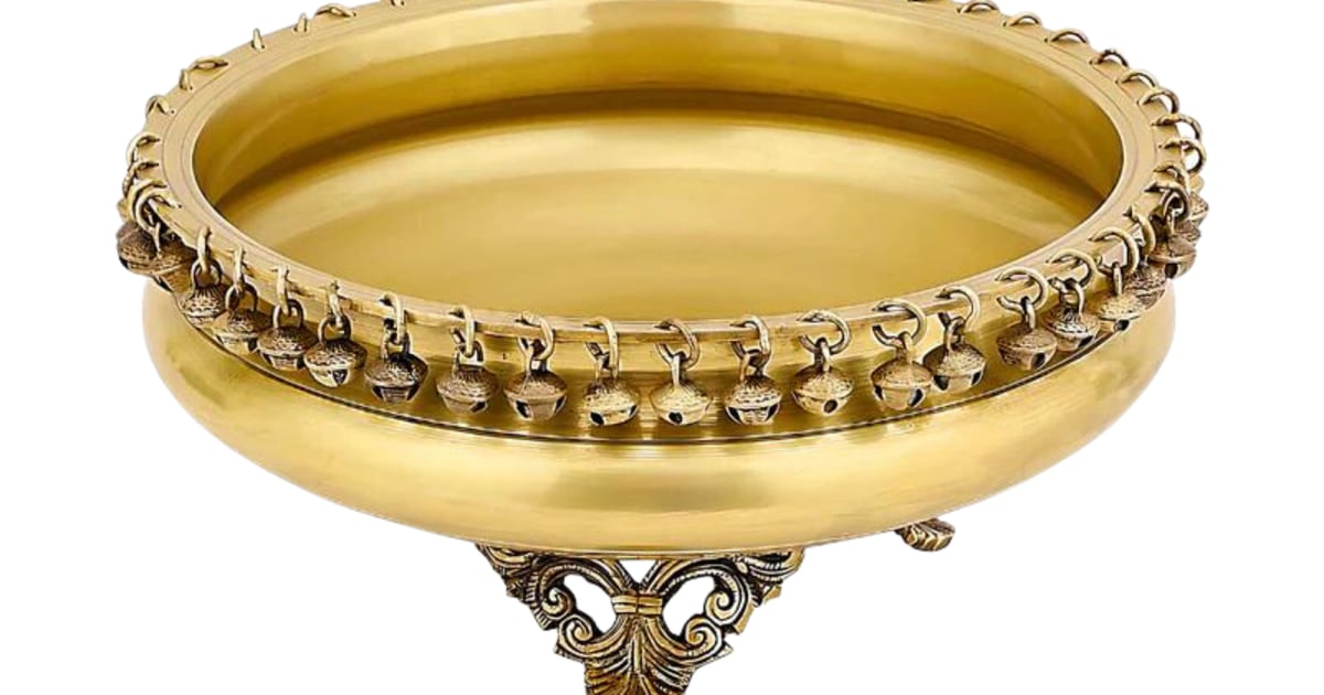 Brass Urli Bowl with Bells Traditional PIU5010 Prajjwal